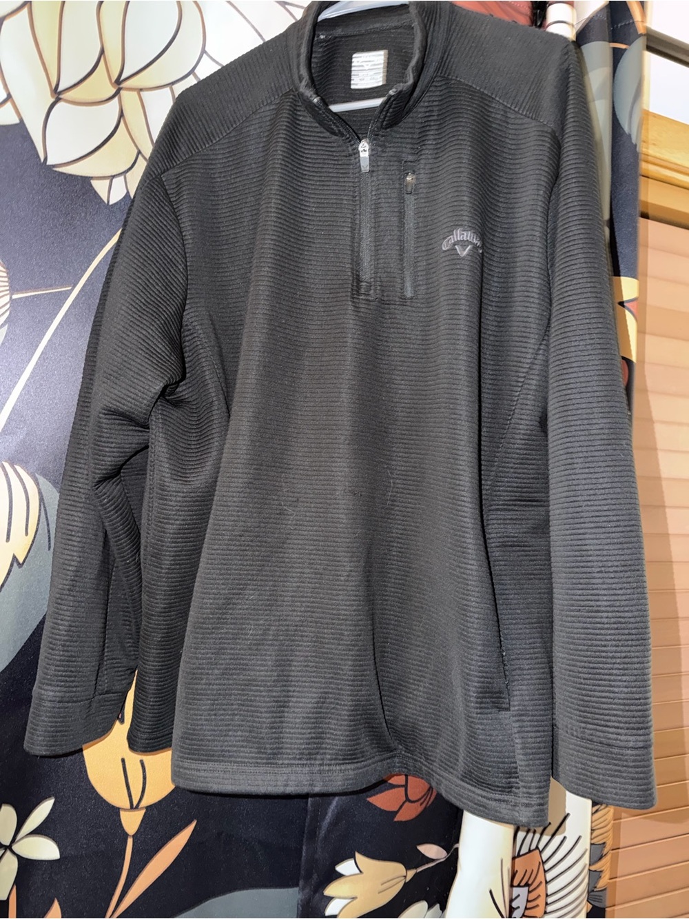Callaway Opti-Dri Men's 1/4 Zip Mock Neck Long Sleeve Golf Pullover Black XXL
